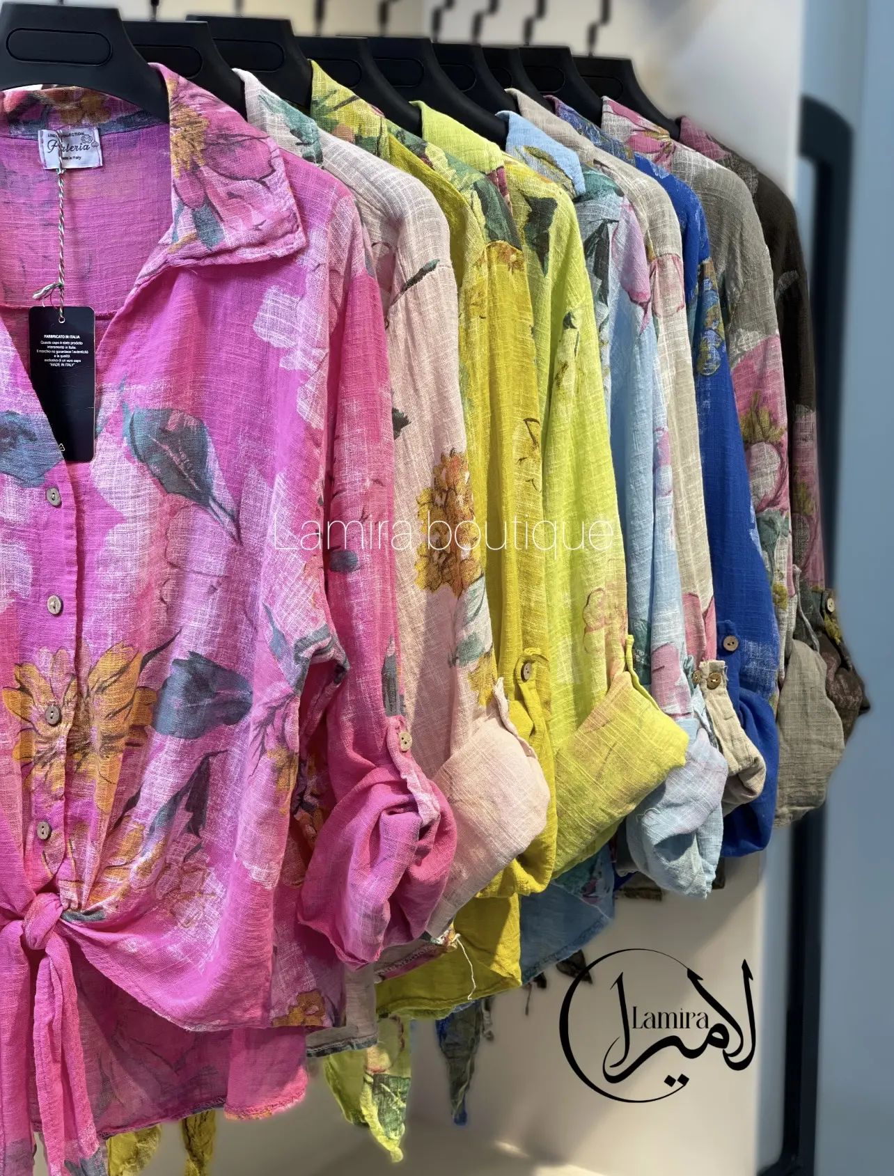 شومیز لینن ایتالیایی جلو گره ای ❌طرح پیچک